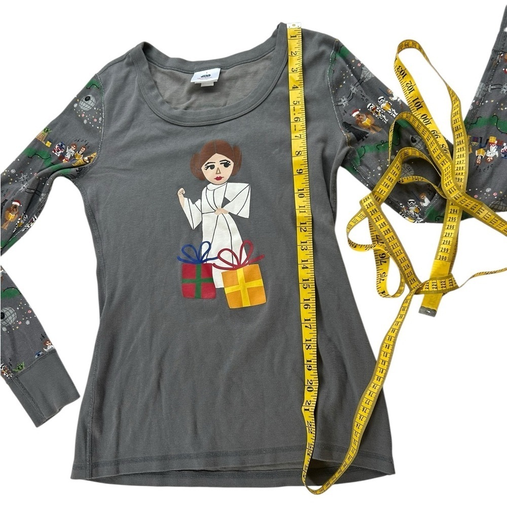 Hanna Andersson Star Wars Leia Christmas PJ Set Adult Grey Top Bottom Pajamas S - Picture 6 of 16